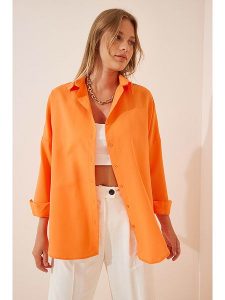 Happiness Istanbul Bluzka w kolorze pomarańczowym rozmiar: 38. Pomarańczowe bluzki Happiness Istanbul, bez wzorów, bez kołnierzyka, bez ramiączek. Za 48,05 zł.