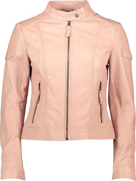 Apple of Eden Skórzana kurtka w kolorze jasnoróżowym rozmiar: 46. Różowe kurtki Apple of Eden, bez wzorów, ze skóry, bez kaptura. Za 461,21 zł.