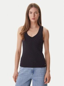 DKNY Top DJ6T1730 Czarny Slim Fit. Czarne topy DKNY, s, bez wzorów, z bawełny, bez kołnierzyka, bez ramiączek. Za 179,99 zł.