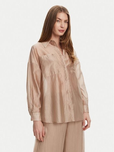 Bomboogie Koszula SW9007TLYA5 Beżowy Relaxed Fit. Brązowe koszule Bomboogie, bez wzorów, z lyocellu, bez kołnierzyka, bez ramiączek. Za 341,99 zł.