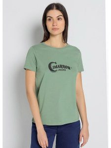 CIMARRON Koszulka w kolorze zielonym rozmiar: M. Zielone bluzki Cimarron, m, bez wzorów, z bawełny, bez kołnierzyka, bez ramiączek. Za 122,96 zł.