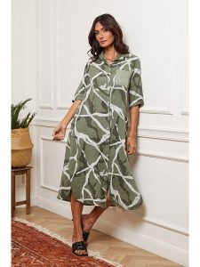 Joséfine Lniana sukienka w kolorze khaki rozmiar: XL. Brązowe sukienki Joséfine, na co dzień, xl, bez wzorów, ze lnu, bez kołnierzyka, bez ramiączek, maxi, proste. Za 195,99 zł.