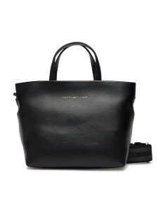 Tommy Hilfiger Torebka Th Logotape AW0AW17694 Czarny. Czarne torebki klasyczne TOMMY HILFIGER, bez wzorów, ze skóry, bez dodatków. Za 459,99 zł.