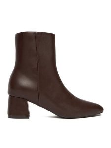 JENNY Botki CEO-CD240148-1 Brązowy. Brązowe botki Jenny, bez wzorów, z materiału, bez obcasa, na słupku, bez zapięcia. Za 149,99 zł.