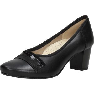 Czarne skórzane Polskie czółenka damskie na słupku Gregors 937. Czarne czółenka Gregors, bez wzorów, ze skóry, bez obcasa, na obcasie, bez zapięcia. Za 379,00 zł.