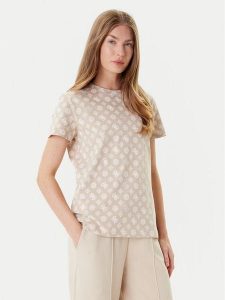 Guess T-Shirt V5YI04 I3Z14 Beżowy Regular Fit. Brązowe t-shirty Guess, xl, z aplikacjami, z bawełny, bez kołnierzyka, bez ramiączek. Za 129,99 zł.