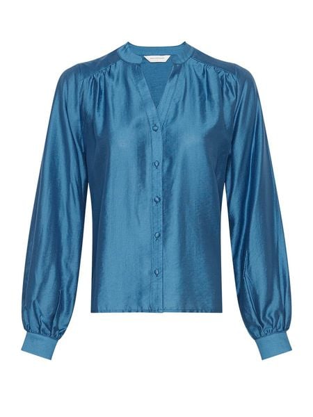 MOSS COPENHAGEN Bluzka w kolorze niebieskim rozmiar: XL. Niebieskie bluzki Moss Copenhagen, xl, bez wzorów, z lyocellu, bez kołnierzyka, bez ramiączek. Za 126,75 zł.