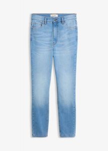 Jeansy skinny, high waist, cropped. Niebieskie jeansy bonprix, bez wzorów, z jeansu, z podwyższonym stanem. Za 169,99 zł.
