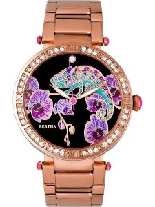 Bertha Zegarek kwarcowy "Camilla" w kolorze różowozłoto-czarnym rozmiar: onesize. Czarne, analogowe zegarki Bertha. Za 260,99 zł.