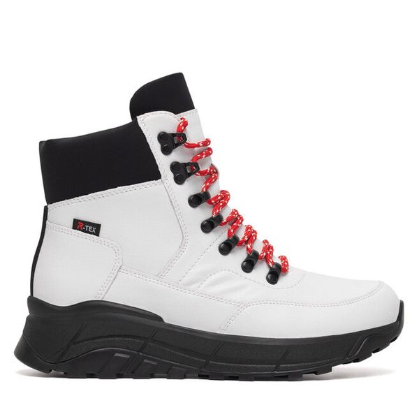 Trzewiki Rieker Revolution Lifestyle. Białe botki Rieker Revolution Lifestyle, bez wzorów, bez obcasa, na płaskiej podeszwie, bez zapięcia. Za 455,00 zł.