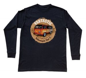 VW T2 — bluzka z długim rękawem (Rozmiar: 5 - 6 lat; Kolor koszulki: czarny; Rodzaj nadruku: VW T2). Czarne bluzki nikiniki, s, bez wzorów, z bawełny, wakacyjne, bez kołnierzyka, bez ramiączek. Za 79,00 zł.