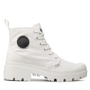 Trapery Palladium. Białe buty zimowe Palladium, bez obcasa, bez zapięcia. Za 529,99 zł.