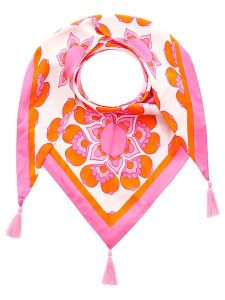 Zwillingsherz Chusta trójkątna w kolorze kremowo-jasnoróżowo-pomarańczowym - 200 x 90 cm rozmiar: onesize. Brązowe apaszki i chusty Zwillingsherz, bez wzorów, z materiału. Za 122,09 zł.