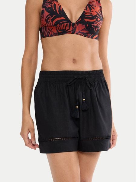 Triumph Szorty piżamowe Summer Wear 10227237 Czarny Regular Fit. Czarne piżamy Triumph, bez wzorów, ze lnu. Za 139,99 zł.