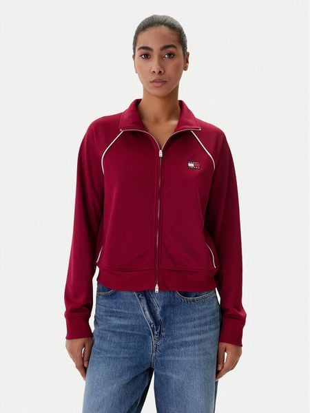 Tommy Jeans Bluza Badge DW0DW21930 Bordowy Regular Fit. Czerwone bluzy Tommy Jeans, xs, bez wzorów, z jeansu, bez kaptura. Za 339,99 zł.