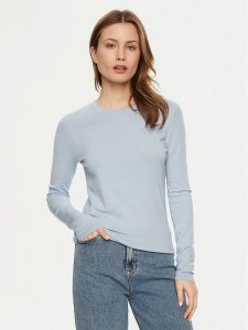 Calvin Klein Bluzka K20K208031 Błękitny Slim Fit. Niebieskie bluzki Calvin Klein, xs, bez wzorów, z syntetyku, bez kołnierzyka, bez ramiączek. Za 239,99 zł.