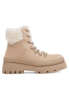 DeeZee Trzewiki Queenie WS6151-03 Beżowy. Brązowe botki DeeZee, bez wzorów, ze skóry, bez obcasa, na płaskiej podeszwie, bez zapięcia. Za 89,99 zł.