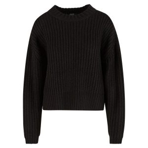 Damski sweter oversize Urban Classics Wide Basic. Czarne swetry oversize Urban Classics, na zimę, bez wzorów, bez ramiączek. Za 175,50 zł.