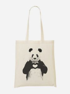 WOOOP Torba "Love Panda" w kolorze kremowo-czarnym - 36 x 43 cm rozmiar: onesize. Brązowe shopper bag Wooop, bez wzorów, z bawełny, na ramię, bez dodatków. Za 39,99 zł.