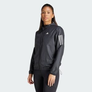 Kurtka Own The Run. Czarne kurtki ADIDAS, xs, bez wzorów, z materiału, bez kaptura. W wyprzedaży za 254,00 zł.