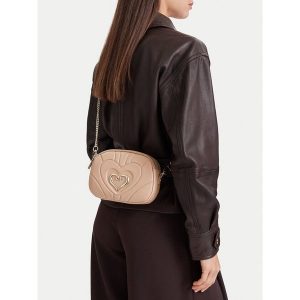 Torebka Eva Minge. Brązowe torebki wieczorowe Eva Minge, bez wzorów, bez dodatków. Za 229,99 zł.