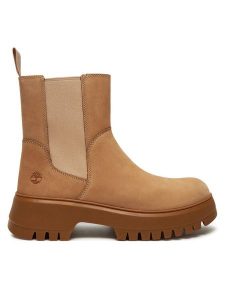 Timberland Sztyblety Mid Pull On Boot TB0A6FCHEN71 Beżowy. Brązowe botki Timberland, bez wzorów, z nubiku, bez obcasa, na płaskiej podeszwie, bez zapięcia. Za 519,99 zł.