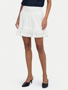 ONLY Spódnica mini Katti 15376205 Biały Regular Fit. Białe spódnice ONLY, l, bez wzorów, z bawełny, mini. Za 129,99 zł.