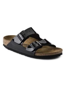 Birkenstock Klapki "Arizona" w kolorze czarnym rozmiar: onesize. Czarne klapki Birkenstock, bez wzorów, z otwartym noskiem, bez obcasa. Za 350,56 zł.