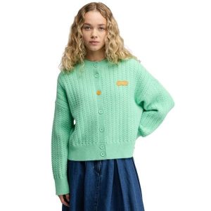 Damski kardigan z dzianiny Siroko Apollo-W Green. Zielone kardigany SIROKO, z dzianiny. Za 169,00 zł.