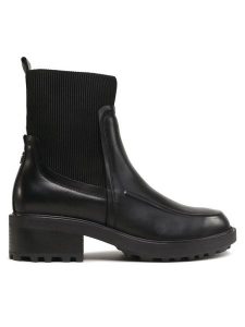 Tommy Hilfiger Botki FW0FW07227 Czarny. Czarne botki TOMMY HILFIGER, bez wzorów, z materiału, bez obcasa, na płaskiej podeszwie, bez zapięcia. Za 449,99 zł.