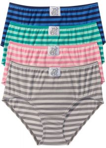 Figi maxi (4 pary). Niebieskie figi bonprix, bez wzorów. Za 72,99 zł.