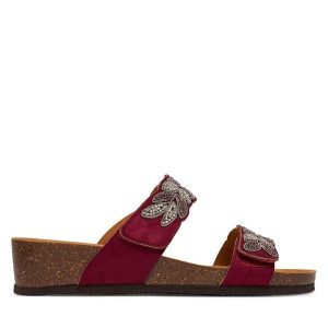 Klapki Scholl. Czerwone klapki Scholl, bez wzorów, bez obcasa. Za 354,99 zł.