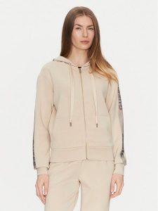 Guess Bluza W5RQ03 KBYE2 Beżowy Regular Fit. Brązowe bluzy Guess, s, z aplikacjami, z syntetyku, bez kaptura. Za 259,99 zł.