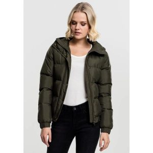 Parka dla kobiet Urban Classic hooded. Zielone kurtki Urban Classics, na zimę, bez wzorów, z puchu, bez kaptura. Za 326,50 zł.