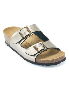 Mandel Skórzane klapki w kolorze złotym rozmiar: 37. Żółte klapki Mandel, bez wzorów, z otwartym noskiem, bez obcasa. Za 130,99 zł.