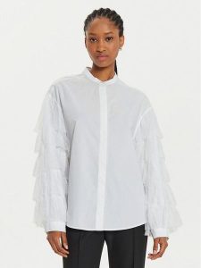 TWINSET Koszula 241TP2140 Biały Loose Fit. Białe koszule Twinset, bez wzorów, z bawełny, bez kołnierzyka, bez ramiączek. Za 389,99 zł.