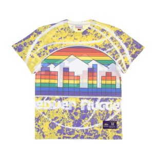 Koszulka Denver Nuggets NBA Jumbotron Submimated. Żółte bluzki MITCHELL & NESS, bez wzorów, sportowe, bez kołnierzyka, bez ramiączek. Za 258,00 zł.