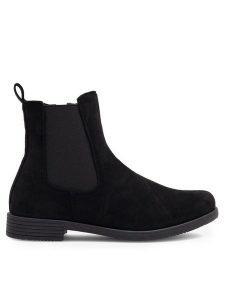 Clara Barson Botki VILMA WS5187-02 Czarny. Czarne botki Clara Barson, bez wzorów, z materiału, bez obcasa, na płaskiej podeszwie, bez zapięcia. Za 99,99 zł.