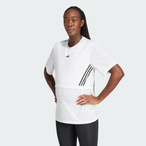 Koszulka Maternity. Białe bluzki ADIDAS, l, bez wzorów, sportowe, bez kołnierzyka, moda ciążowa, bez ramiączek. Za 199,00 zł.