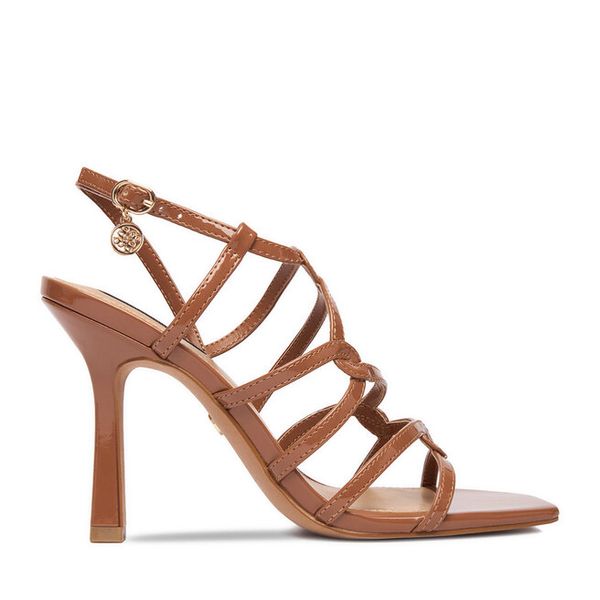 Sandały Nine West. Brązowe sandały Nine West, bez wzorów, bez obcasa, na szpilce, bez zapięcia. Za 279,99 zł.