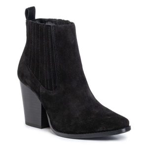 Botki Roberto Santi. Czarne botki Roberto Santi, bez wzorów, bez obcasa, na słupku, bez zapięcia. Za 147,99 zł.