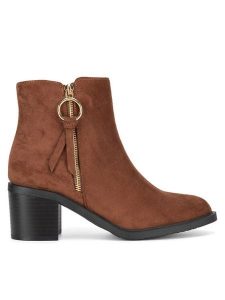 Clara Barson Botki LS5276-02A Brązowy. Brązowe botki Clara Barson, bez wzorów, z materiału, bez obcasa, na słupku, bez zapięcia. Za 169,99 zł.