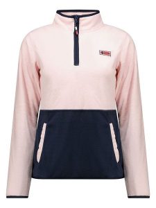 Geographical Norway Bluza polarowa "Touki" w kolorze jasnoróżowo-granatowym rozmiar: XL. Różowe bluzy Geographical Norway, xl, bez wzorów, z polaru, bez kaptura. Za 78,95 zł.
