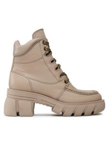 Badura Botki 222FW31 Beżowy. Brązowe botki Badura, bez wzorów, ze skóry, bez obcasa, na słupku, bez zapięcia. Za 449,99 zł.