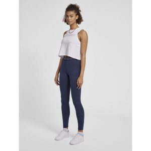 Damskie bawełniane legginsy o średnim kroju Hummel TE Maja. Niebieskie legginsy Hummel, bez wzorów, z bawełny. Za 123,00 zł.