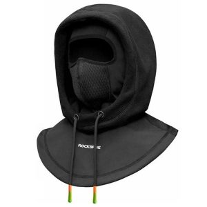 Czapka rowerowa dwuwarstwowa unisex wiatroszczelna i ciepła. Czarne czapki ROCKBROS, bez wzorów, z elastanu, sportowe. Za 115,60 zł.