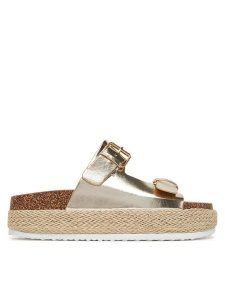 DeeZee Klapki LB-P1690 Złoty. Żółte espadryle DeeZee, bez wzorów, z materiału, bez obcasa. Za 103,99 zł.
