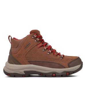 Trapery Skechers. Brązowe buty zimowe Skechers, bez obcasa, bez zapięcia. Za 669,99 zł.