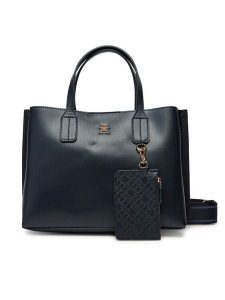Tommy Hilfiger Torebka Th Distinct Mini Tote AW0AW17192 Granatowy. Niebieskie torebki klasyczne TOMMY HILFIGER, bez wzorów, ze skóry, bez dodatków. Za 439,99 zł.