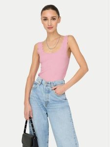 JDY Top Nanna 15290585 Różowy Slim Fit. Czerwone topy JDY, s, bez wzorów, z wiskozy, bez kołnierzyka, bez ramiączek. Za 49,99 zł.